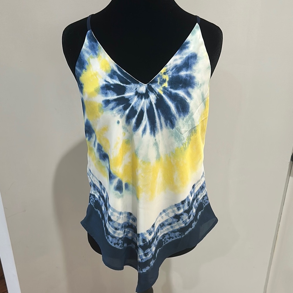 BCX Blue and Yellow Patterned Top